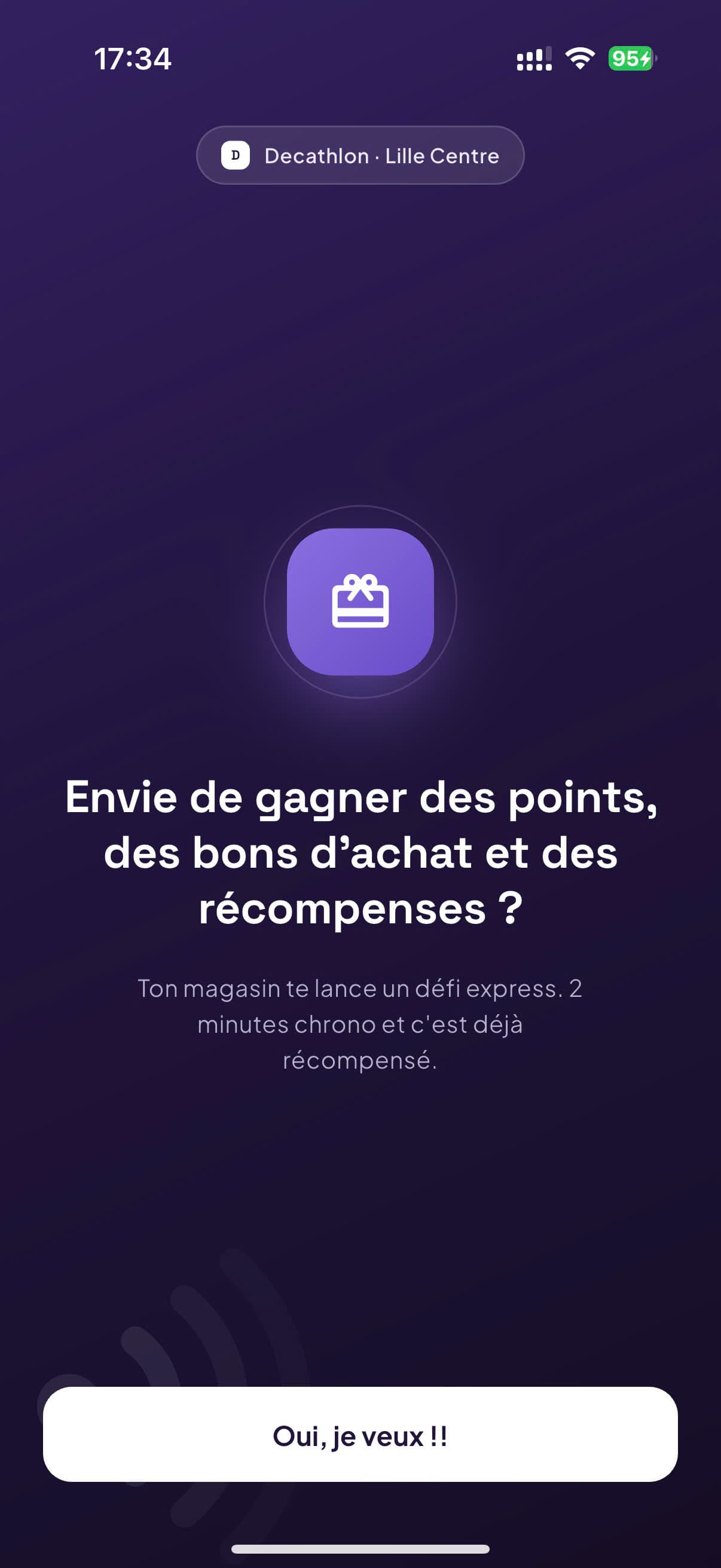 Écran d’accueil d’un défi Echo